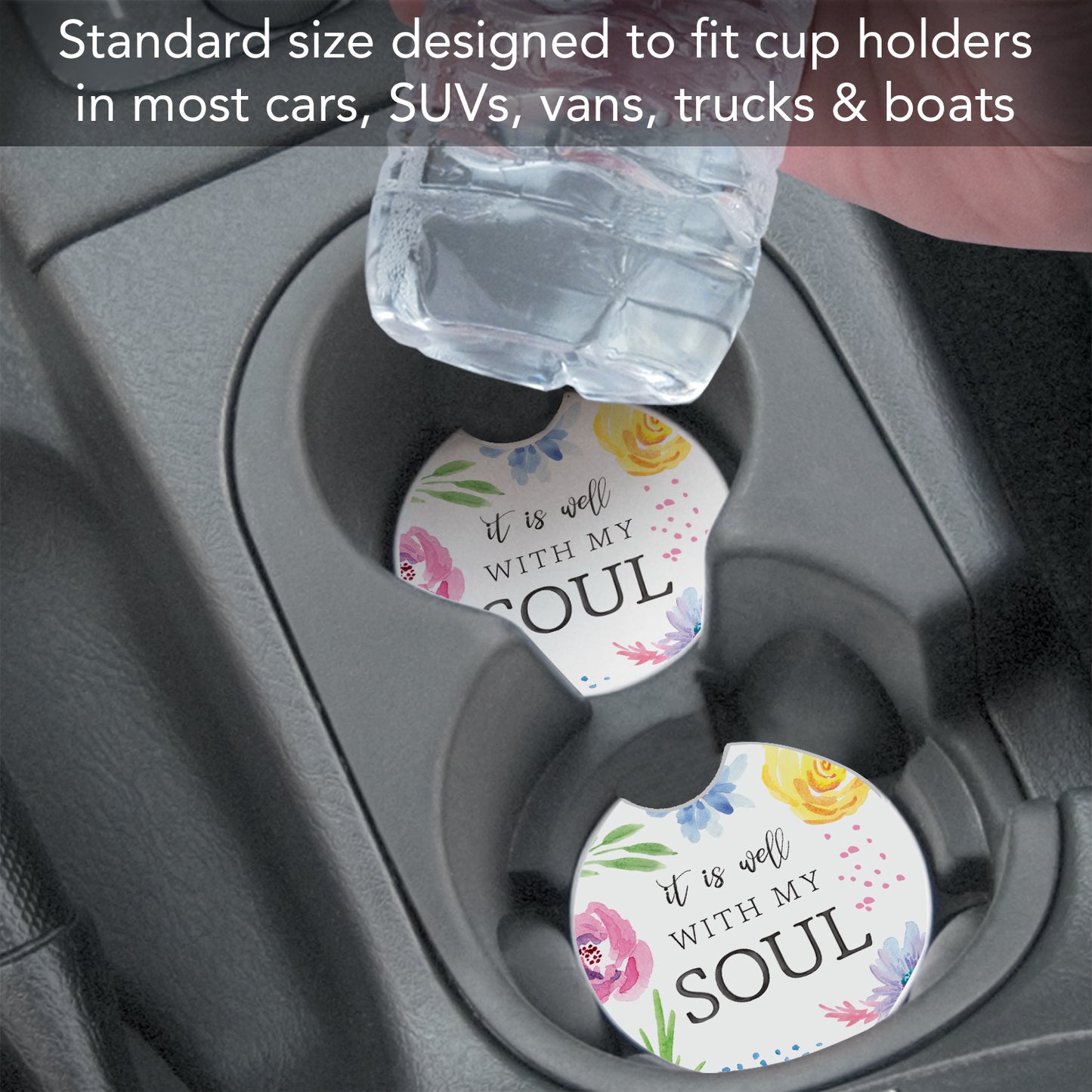 Thirstystone Well with My Soul Single Absorbent Stone Coaster for Vehicle Cup Holder 2.6” Diameter Manufactured in The USA
