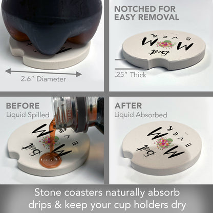 Thirstystone Best Mom Ever Single Absorbent Stone Coaster for Vehicle Cup Holder 2.6” Diameter Manufactured in The USA