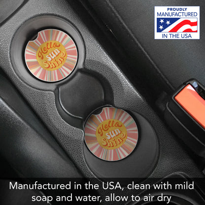 Thirstystone Hello Sun Single Absorbent Stone Coaster for Vehicle Cup Holder 2.6” Diameter Manufactured in The USA