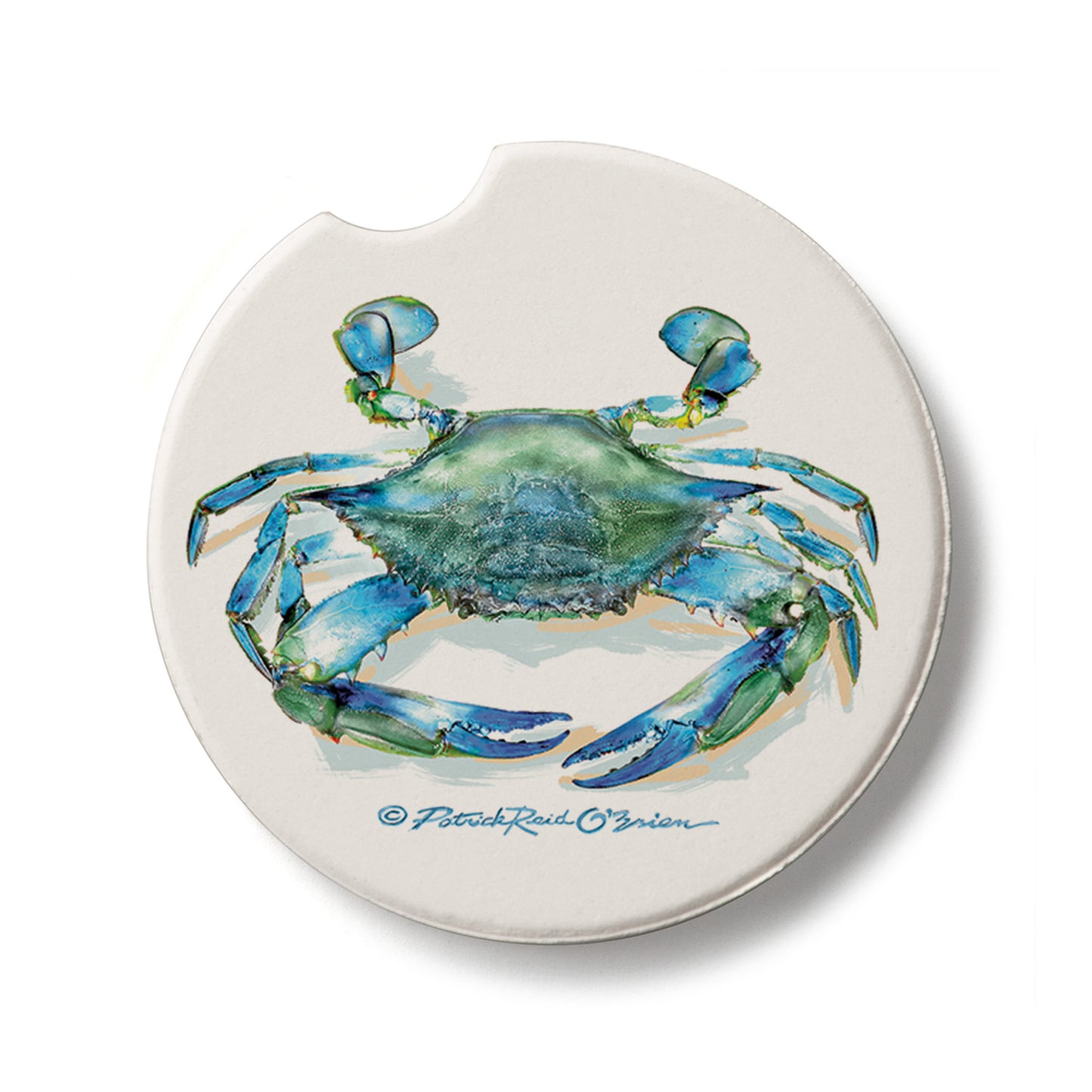 Teal Crab Single Absorbent Stone Car Coaster 2.6” Diameter Manufactured in the USA