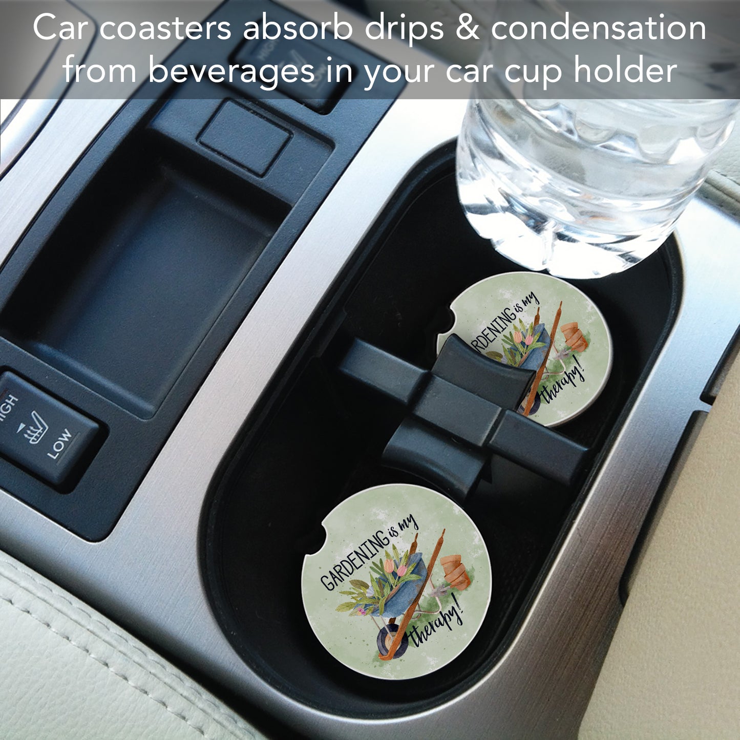 Thirstystone Gardening Therapy Single Absorbent Stone Coaster for Vehicle Cup Holder 2.6” Diameter Manufactured in The USA