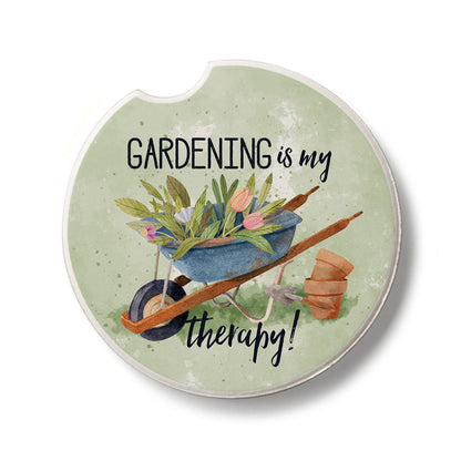 Gardening Therapy Single Absorbent Stone Car Coaster 2.6” Diameter Manufactured in the USA