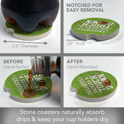 Thirstystone Touch Down 1 Pack Absorbent Stone Coaster for Vehicle Cup Holder 2.6” Diameter Manufactured in The USA