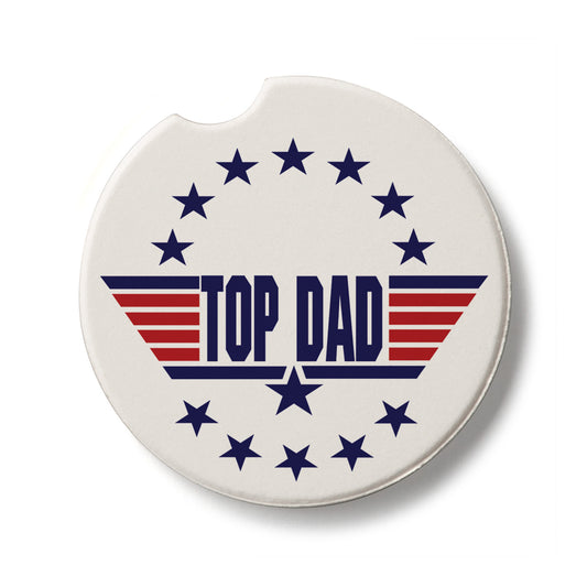 Top Dad Single Absorbent Stone Car Coaster 2.6” Diameter Manufactured in the USA