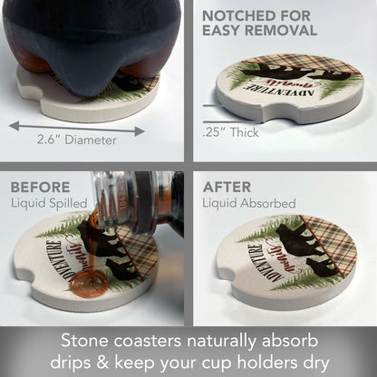 Thirstystone Adventure Awaits Single Absorbent Stone Coaster for Vehicle Cup Holder 2.6” Diameter Manufactured in The USA