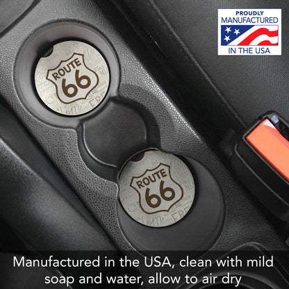 Thirstystone Route 66 Single Absorbent Stone Coaster for Vehicle Cup Holder 2.6” Diameter Manufactured in The USA