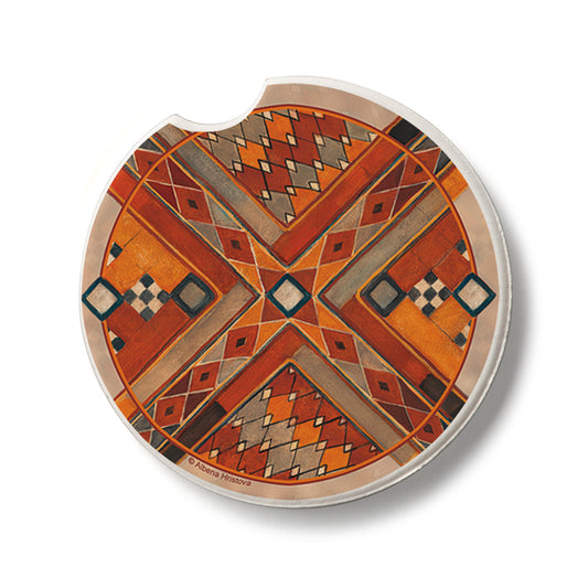 Southwest Pattern Single Absorbent Stone Car Coaster 2.6” Diameter Manufactured in the USA