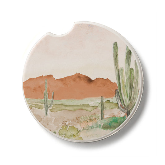 Desert View Single Absorbent Stone Car Coaster 2.6” Diameter Manufactured in the USA