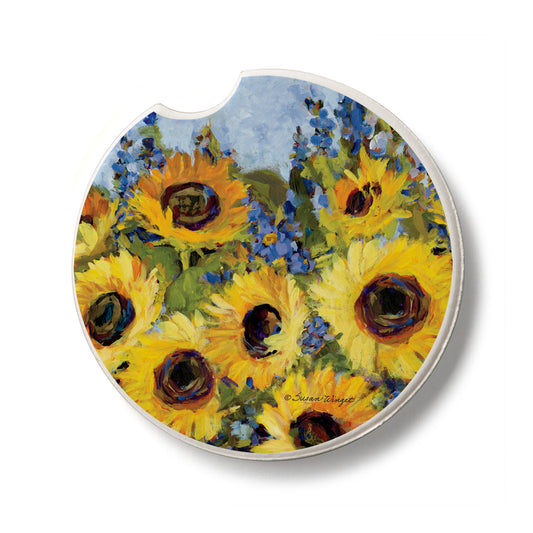 Sunflower Gallery Single Absorbent Stone Car Coaster 2.6” Diameter Manufactured in the USA