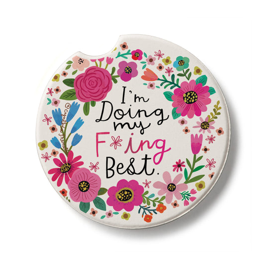 Doing My Best Single Absorbent Stone Car Coaster 2.6” Diameter Manufactured in the USA