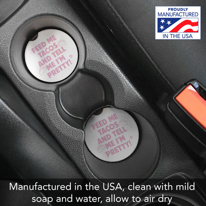 Thirstystone Feed Me Tacos Single Absorbent Stone Coaster for Vehicle Cup Holder 2.6” Diameter Manufactured in The USA