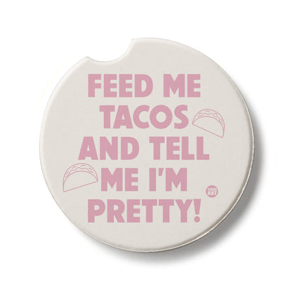 Feed Me Tacos Single Absorbent Stone Car Coaster 2.6” Diameter Manufactured in the USA