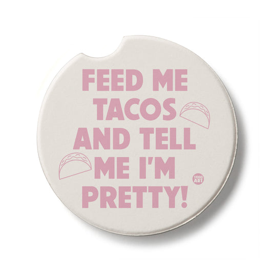Feed Me Tacos Single Absorbent Stone Car Coaster 2.6” Diameter Manufactured in the USA