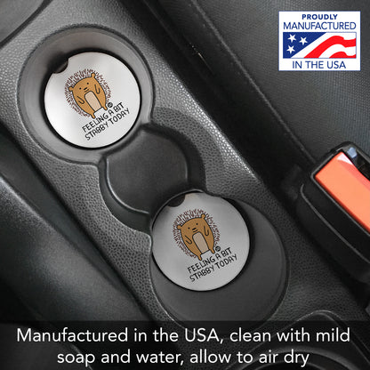 Thirstystone Feeling Stabby Single Absorbent Stone Coaster for Vehicle Cup Holder 2.6” Diameter Manufactured in The USA
