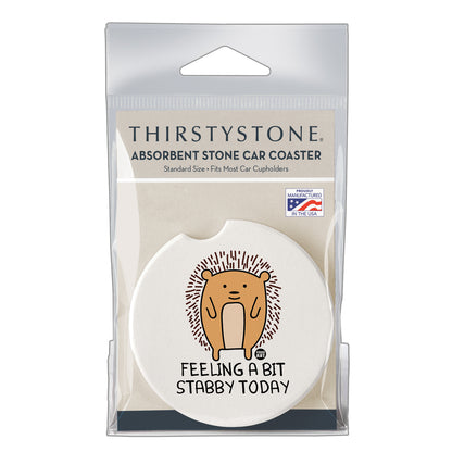 Thirstystone Feeling Stabby Single Absorbent Stone Coaster for Vehicle Cup Holder 2.6” Diameter Manufactured in The USA