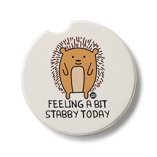 Feeling Stabby Single Absorbent Stone Car Coaster  2.6” Diameter Manufactured in the USA
