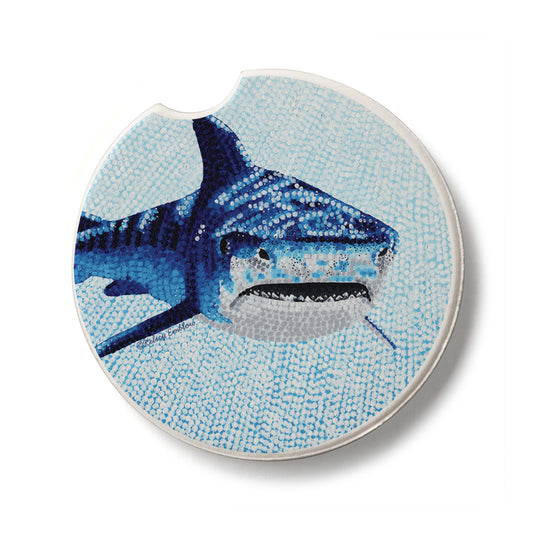 Tiger Shark Single Absorbent Stone Car Coaster 2.6” Diameter Manufactured in the USA