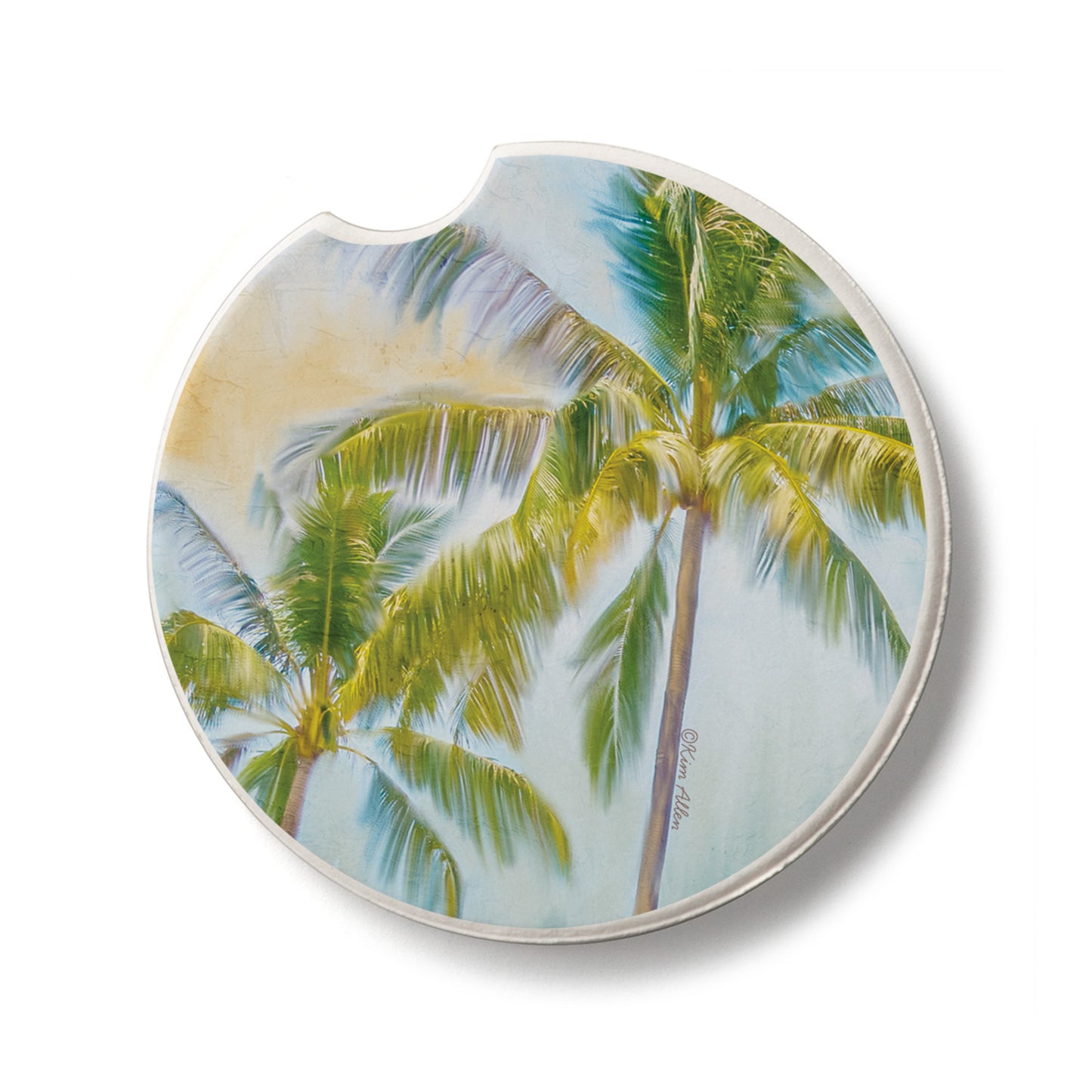Sunset Palms Single Absorbent Stone Car Coaster 2.6” Diameter Manufactured in the USA