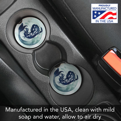Thirstystone Mermaid Scales Single Absorbent Stone Coaster for Vehicle Cup Holder 2.6” Diameter Manufactured in The USA