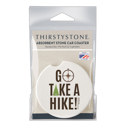 Thirstystone Go Take A Hike Single Absorbent Stone Coaster for Vehicle Cup Holder 2.6” Diameter Manufactured in The USA