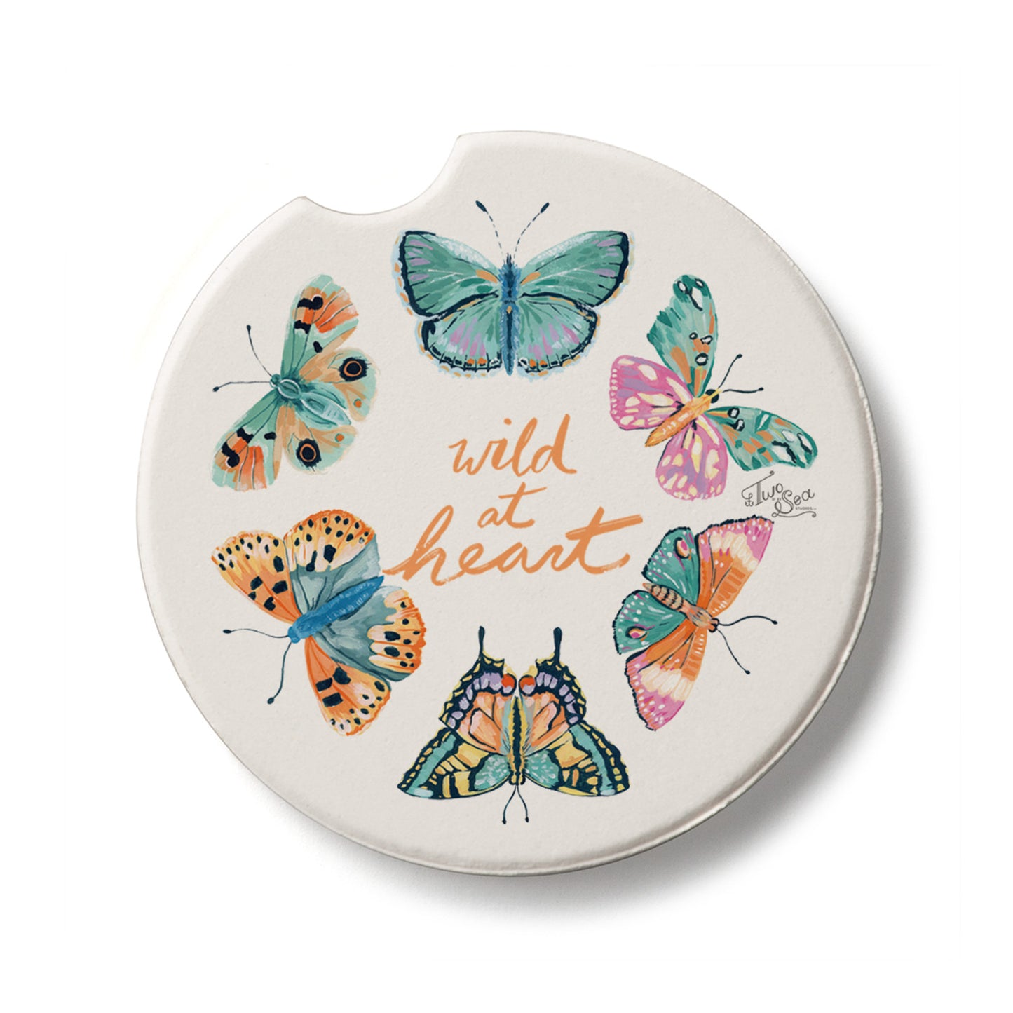 Wild at Heart Butterflies Single Absorbent Stone Car Coaster 2.6” Diameter Manufactured in the USA