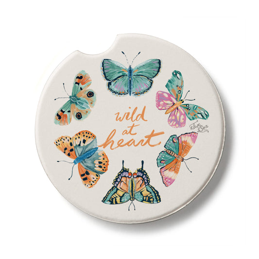 Thirstystone Wild at Heart Butterflies Single Absorbent Stone Car Coaster 2.6” Diameter Manufactured in the USA