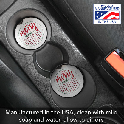Thirstystone Merry & Bright Single Absorbent Stone Coaster for Vehicle Cup Holder 2.6” Diameter Manufactured in The USA