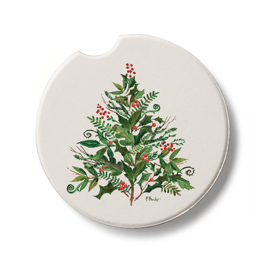 Peppermint Tree Single Absorbent Stone Car Coaster 2.6” Diameter Manufactured in the USA