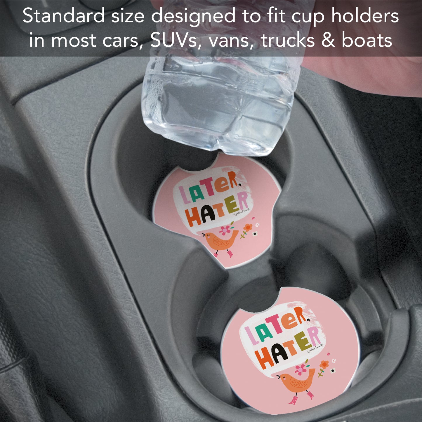 Thirstystone Later Hater Single Absorbent Stone Coaster for Vehicle Cup Holder 2.6” Diameter Manufactured in The USA