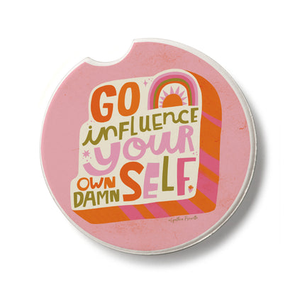 Influence Single Absorbent Stone Car Coaster  2.6” Diameter Manufactured in the USA