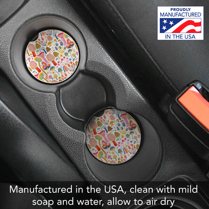 Thirstystone Mushrooms Single Absorbent Stone Coaster for Vehicle Cup Holder 2.6” Diameter Manufactured in The USA