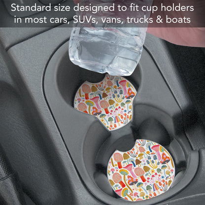 Thirstystone Mushrooms Single Absorbent Stone Coaster for Vehicle Cup Holder 2.6” Diameter Manufactured in The USA