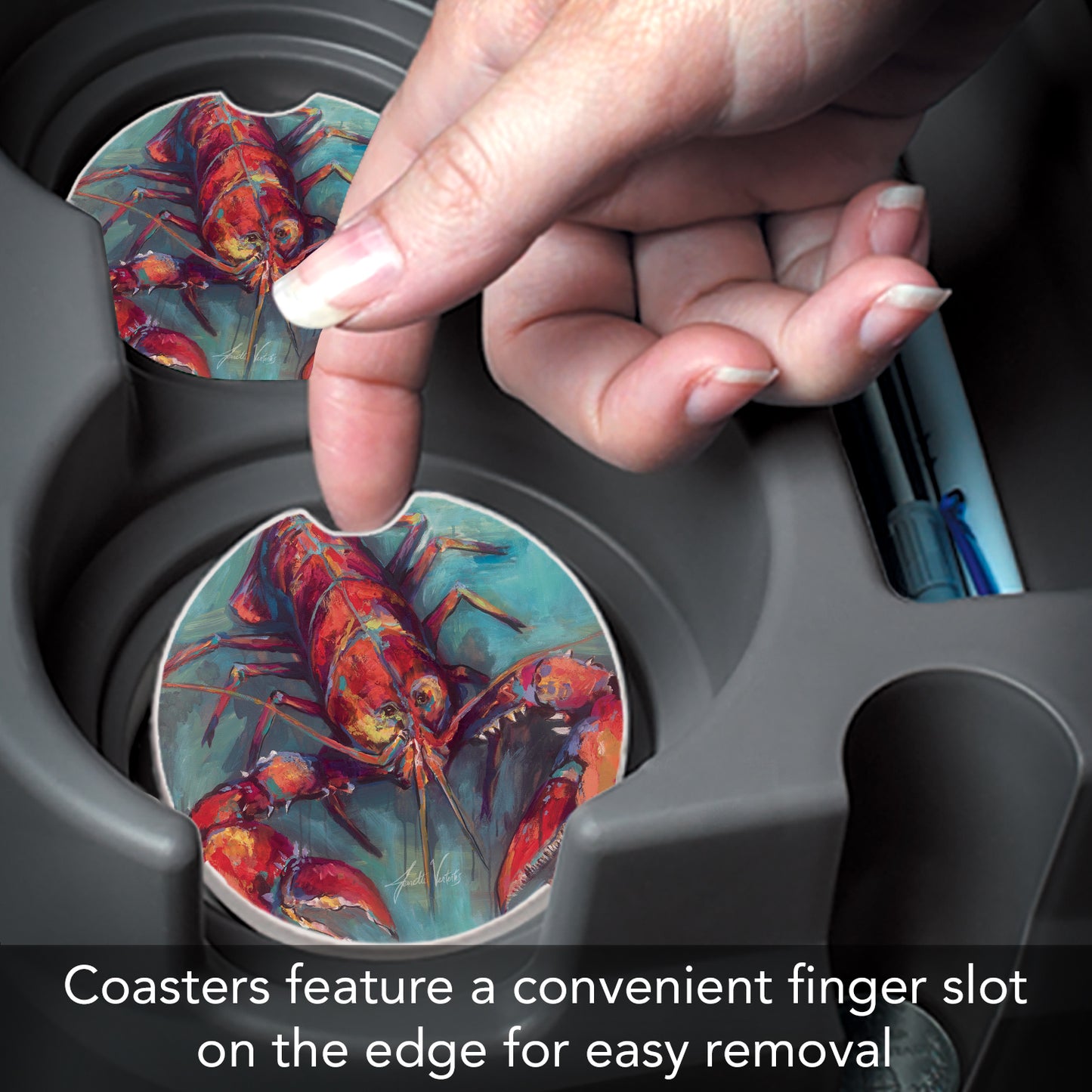 Thirstystone Lobster Claws Single Absorbent Stone Coaster for Vehicle Cup Holder 2.6” Diameter Manufactured in The USA