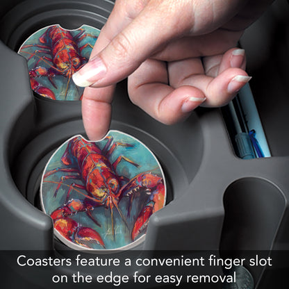 Thirstystone Lobster Claws Single Absorbent Stone Coaster for Vehicle Cup Holder 2.6” Diameter Manufactured in The USA