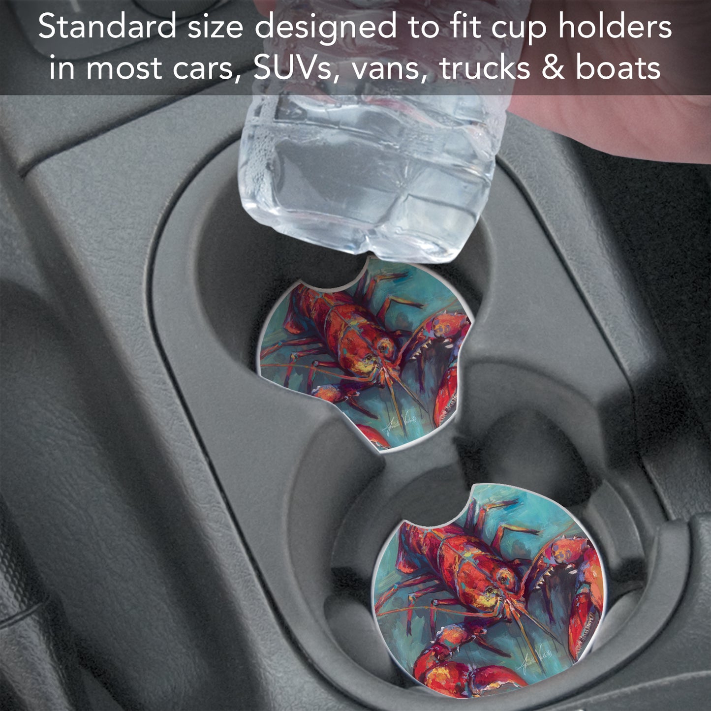 Thirstystone Lobster Claws Single Absorbent Stone Coaster for Vehicle Cup Holder 2.6” Diameter Manufactured in The USA
