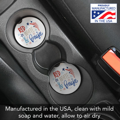 Thirstystone Star Spangled Single Absorbent Stone Coaster for Vehicle Cup Holder 2.6” Diameter Manufactured in The USA