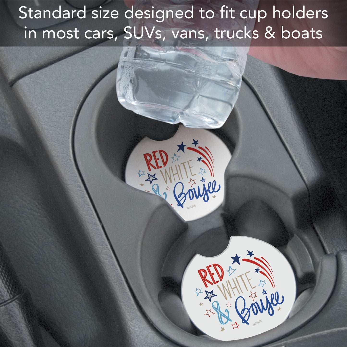 Thirstystone Star Spangled Single Absorbent Stone Coaster for Vehicle Cup Holder 2.6” Diameter Manufactured in The USA
