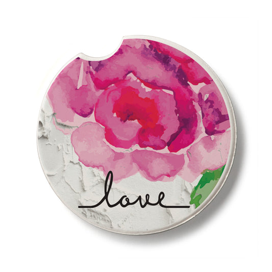 Love Single Absorbent Stone Car Coaster 2.6” Diameter Manufactured in the USA