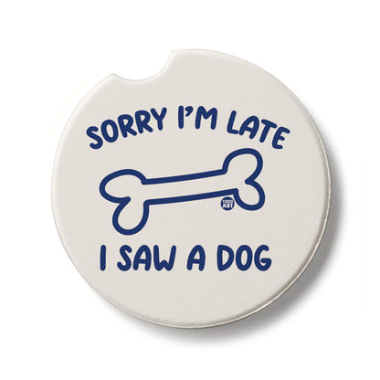 Saw A Dog Single Absorbent Stone Car Coaster 2.6” Diameter Manufactured in the USA