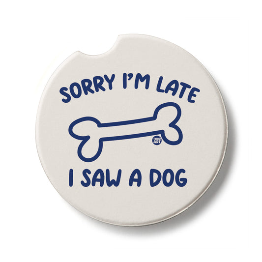Saw A Dog Single Absorbent Stone Car Coaster 2.6” Diameter Manufactured in the USA