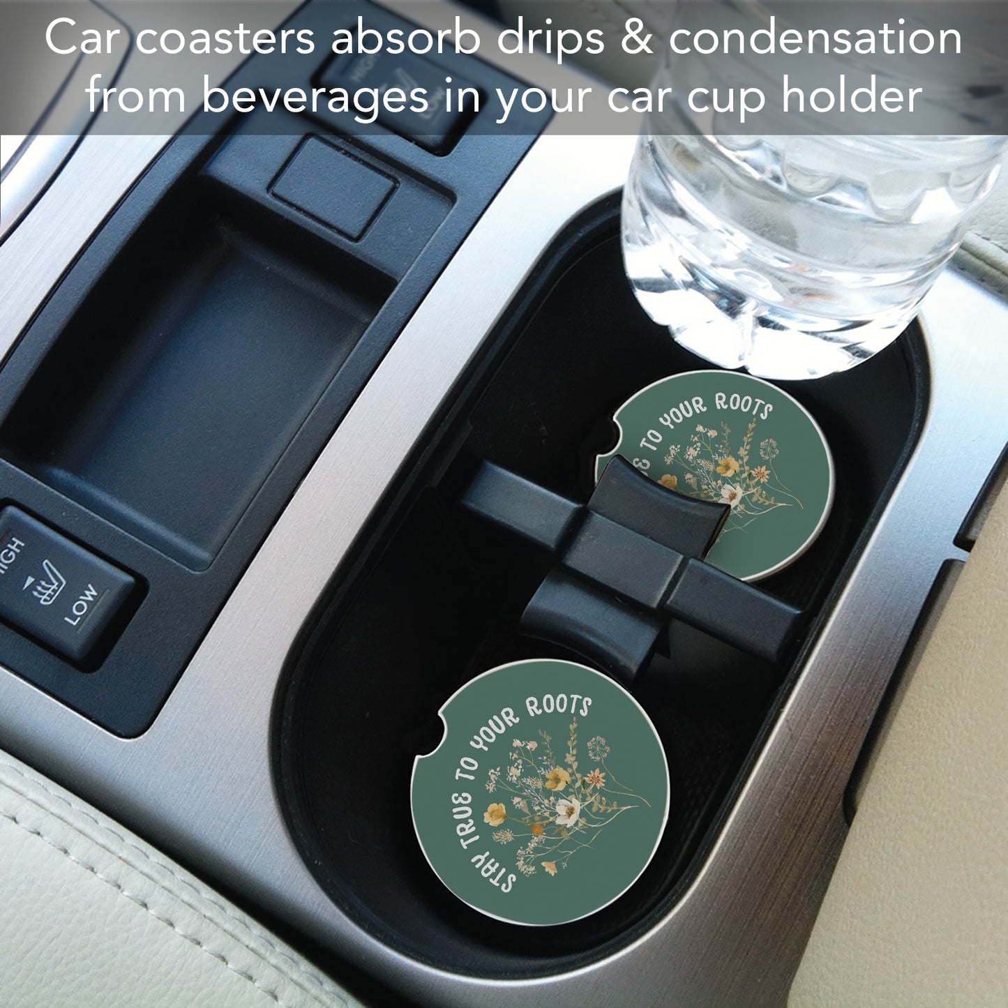 Thirstystone True Roots Single Absorbent Stone Coaster for Vehicle Cup Holder 2.6” Diameter Manufactured in The USA
