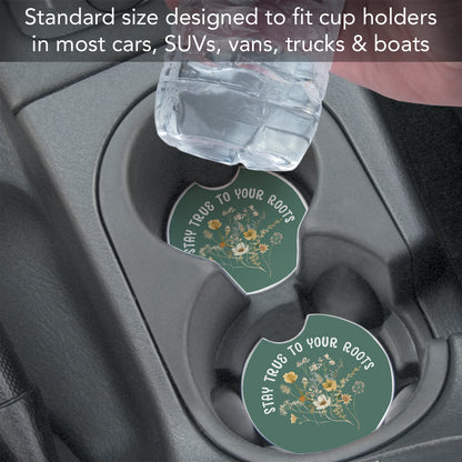 Thirstystone True Roots Single Absorbent Stone Coaster for Vehicle Cup Holder 2.6” Diameter Manufactured in The USA