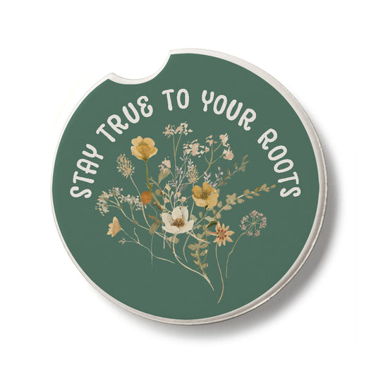 True Roots Single Absorbent Stone Car Coaster 2.6” Diameter Manufactured in the USA