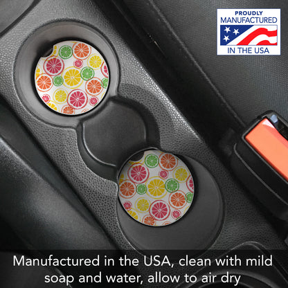 Thirstystone Fruit Slices Single Absorbent Stone Coaster for Vehicle Cup Holder 2.6” Diameter Manufactured in The USA
