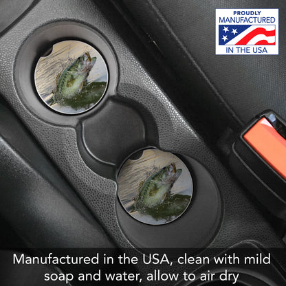 Thirstystone Bass Fishing Single Absorbent Stone Coaster for Vehicle Cup Holder 2.6” Diameter Manufactured in The USA