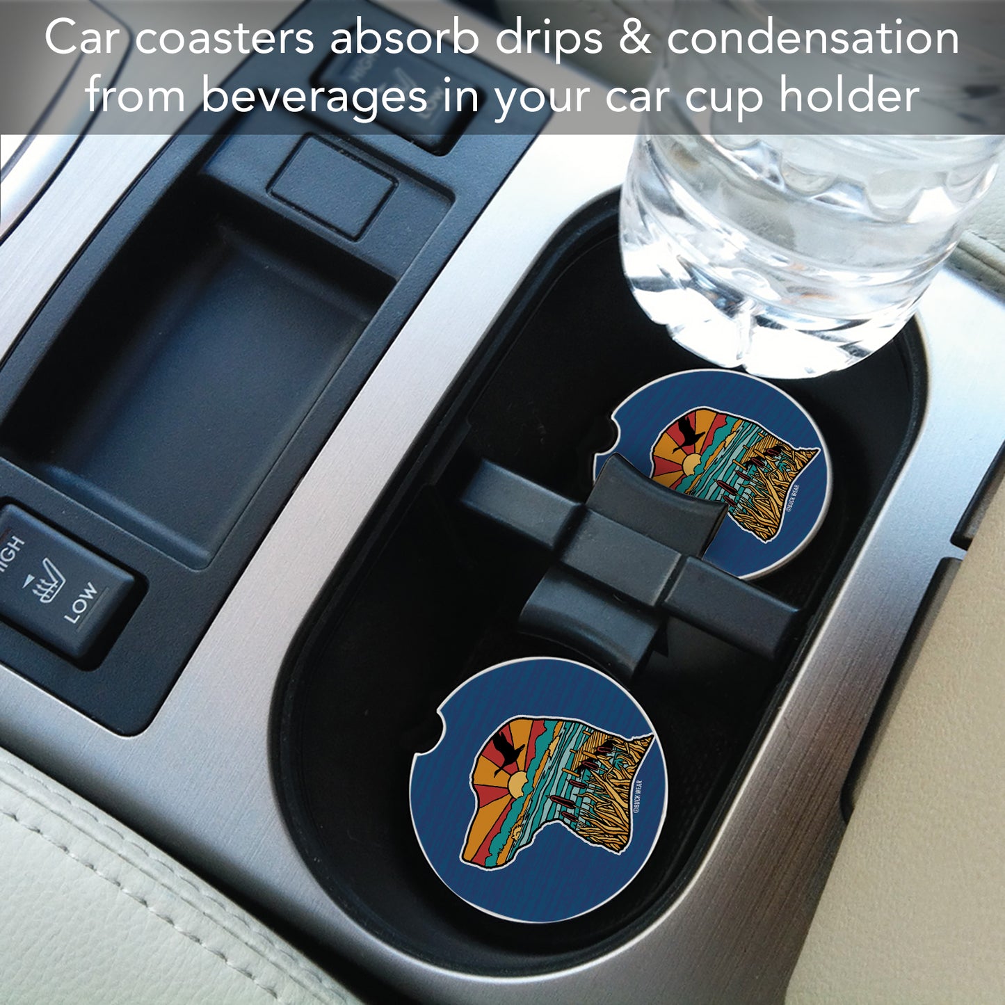 Thirstystone Lab Life Single Absorbent Stone Coaster for Vehicle Cup Holder 2.6” Diameter Manufactured in The USA