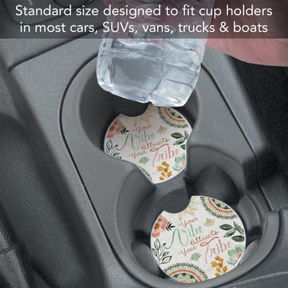 Thirstystone Vibe Attracts Single Absorbent Stone Coaster for Vehicle Cup Holder 2.6” Diameter Manufactured in The USA