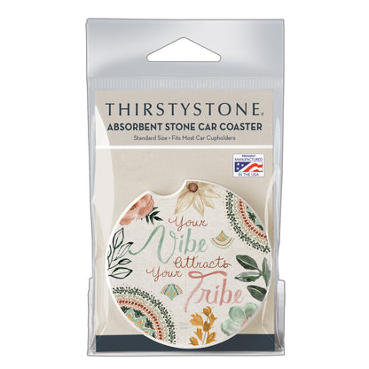 Thirstystone Vibe Attracts Single Absorbent Stone Coaster for Vehicle Cup Holder 2.6” Diameter Manufactured in The USA