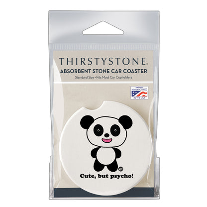 Thirstystone Cute Panda Single Absorbent Stone Coaster for Vehicle Cup Holder 2.6” Diameter Manufactured in The USA