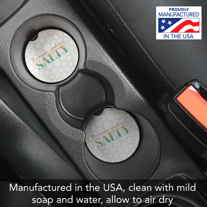 Thirstystone Ocean Made Me Salty Single Absorbent Stone Coaster for Vehicle Cup Holder 2.6” Diameter Manufactured in The USA